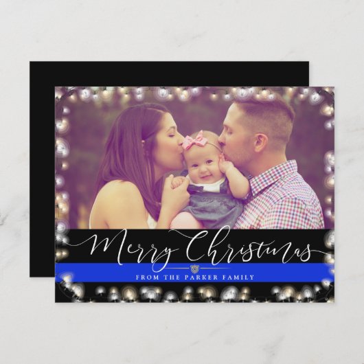 警察官家族 | クリスマスカスタム写真 シーズンカード (正面/裏面)