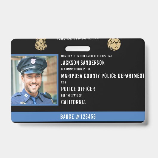 警察官法パーソナライズされた執行ID バッジ (Front)