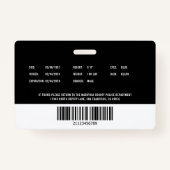 警察官法パーソナライズされた執行ID バッジ (裏面)