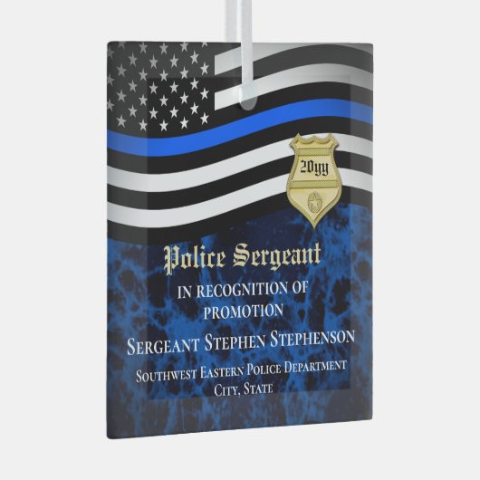 警察官法執行カスタムプロモーション ガラスオーナメント (正面右)