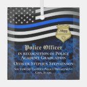 警察官法執行カスタム卒業 ガラスオーナメント (正面)
