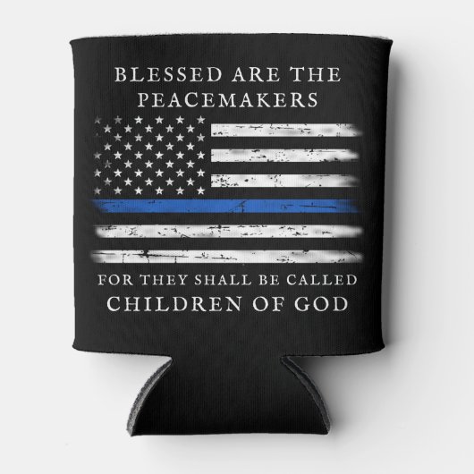 警察官法執行薄青色ライン 缶クーラー (正面)