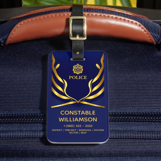 警察官海軍ブルー旗カスタム旅行 ラゲッジタグ (正面インサイチュ2)