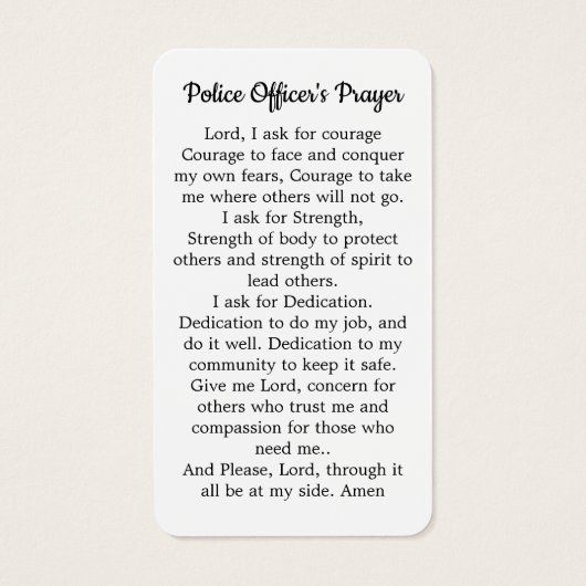 警察官祈りの言葉カードブルー法執行部 (裏面)