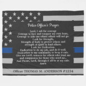 警察官祈りの言葉グレーレザーシンブルーライン フリースブランケット (正面(横))