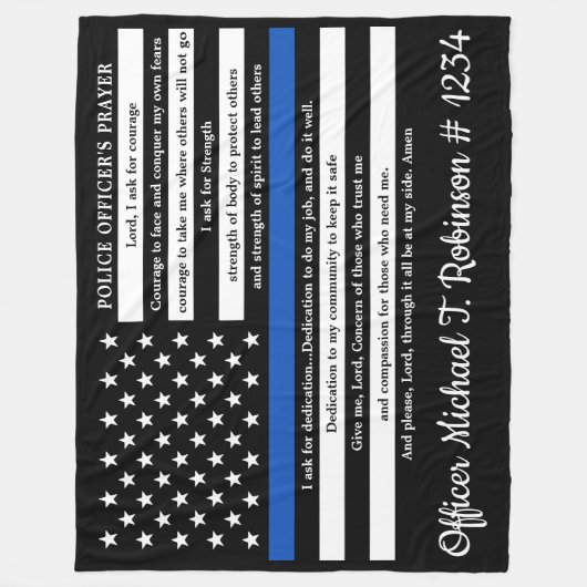 警察官祈りの言葉パーソナライズされた法執行 フリースブランケット (正面)
