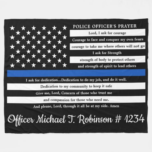 警察官祈りの言葉パーソナライズされた法執行 フリースブランケット (正面(横))