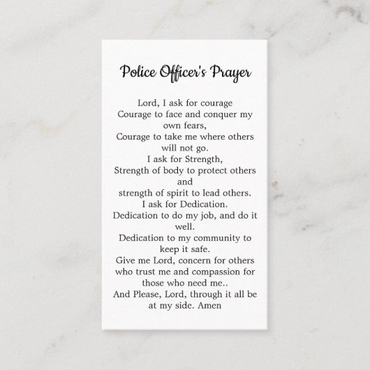 警察官祈りの言葉ブルーライン法執行部 名刺 (正面)