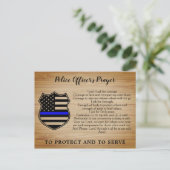 警察官祈りの言葉素朴細い青い線旗 ポストカード (スタンド正面)