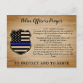 警察官祈りの言葉素朴細い青い線旗 ポストカード (正面)