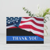 警察官米国旗の法執行機関 サンキューカード (スタンド正面)