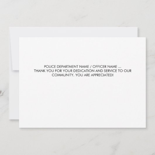 警察官米国旗の法執行機関 サンキューカード (裏面)