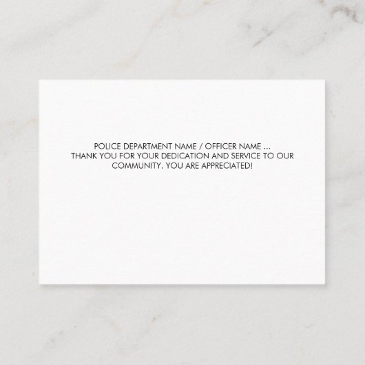 警察官米国旗の法執行法執行感謝 名刺 (裏面)