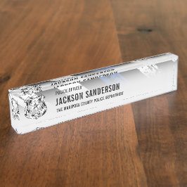 警察官署Thin Blue Lineロゴ デスクネームプレート