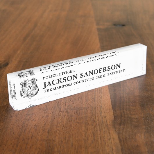 警察官署Thin Blue Lineロゴ デスクネームプレート (側面)
