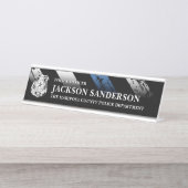 警察官署Thin Blue Lineロゴ デスクネームプレート (正面)