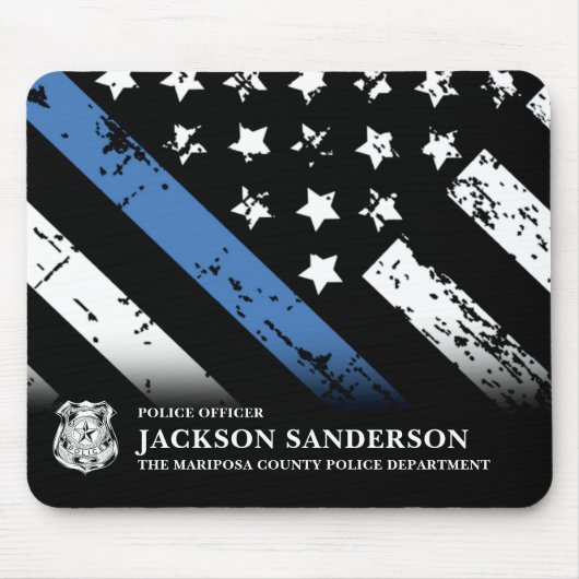 警察官署Thin Blue Lineロゴ マウスパッド (正面)