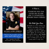 警察官葬式祈りの言葉カードヒーロー記念 (正面&裏面)