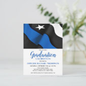 警察官薄青ライン旗卒業 インビテーションポストカード (スタンド正面)