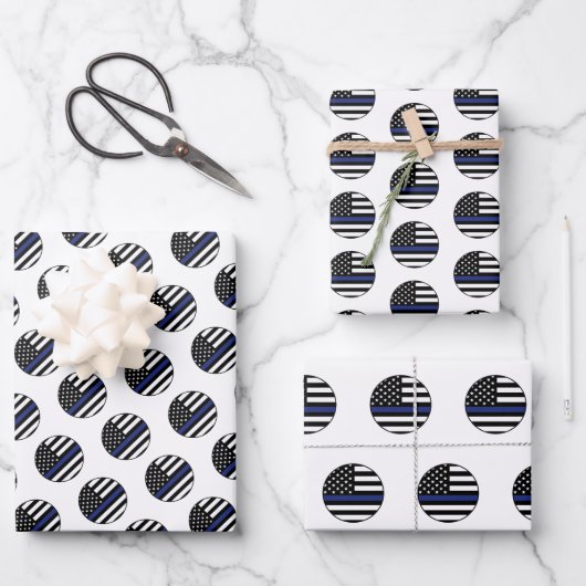 警察官薄青ライン法執行警官 ラッピングペーパーシート (正面)