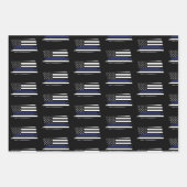 警察官薄青ライン法執行警官 ラッピングペーパーシート (正面)