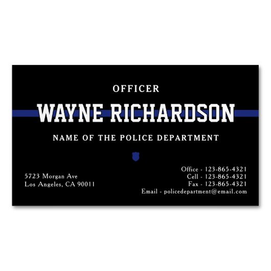 警察官薄青ライン法執行部 マグネット名刺 (正面)