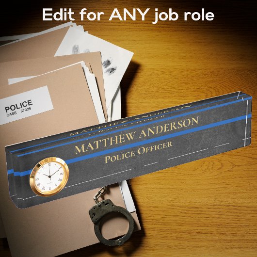 警察官薄青ライン軍曹クロック デスクネームプレート