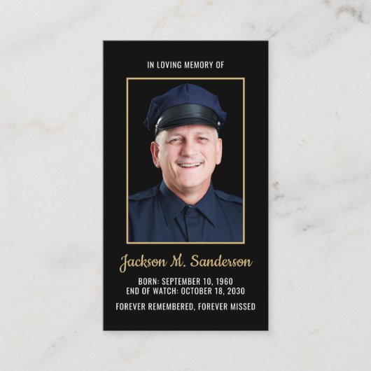 警察官記念写真祈りの言葉票 コーリングカード (正面)