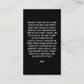 警察官記念写真祈りの言葉票 コーリングカード (裏面)