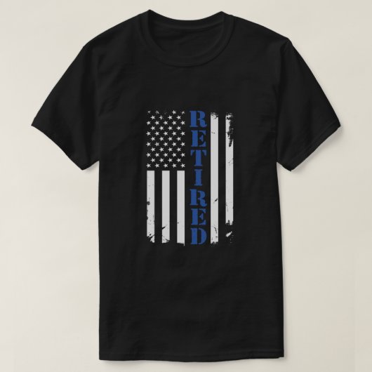 警察官誇りを持った薄退職したブルーライン国旗h tシャツ (デザイン正面)