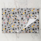 警察官誕生日パーティーグレー紙ランチョンマット ペーパーパッド (折り畳み)