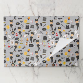 警察官誕生日パーティーグレー紙ランチョンマット ペーパーパッド