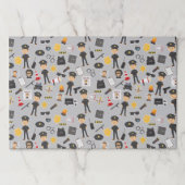 警察官誕生日パーティーグレー紙ランチョンマット ペーパーパッド (正面)