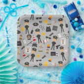 警察官誕生日パーティーグレー ペーパープレート (パーティー)