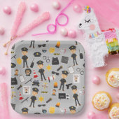 警察官誕生日パーティーグレー ペーパープレート (パーティー)