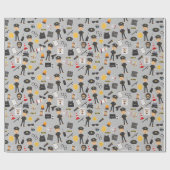 警察官誕生日パーティーグレー ラッピングペーパー (フラット)