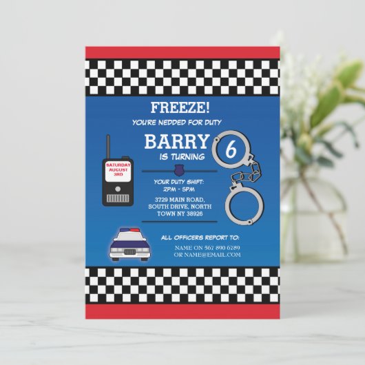 警察官誕生日パーティー刑事招待状 招待状 (スタンド正面)
