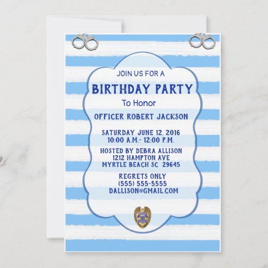 警察官誕生日招待状 招待状 (裏面)