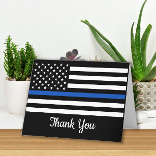 警察官警察法執行細い青い線旗 サンキューカード