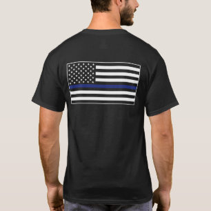 警察官警察法執行細い青い線旗 Tシャツ