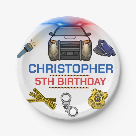 警察官警察誕生日パーティー ペーパープレート (正面)