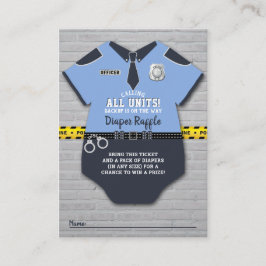 警察官赤ちゃんシャワーおむつラッフルチケット エンクロージャーカード