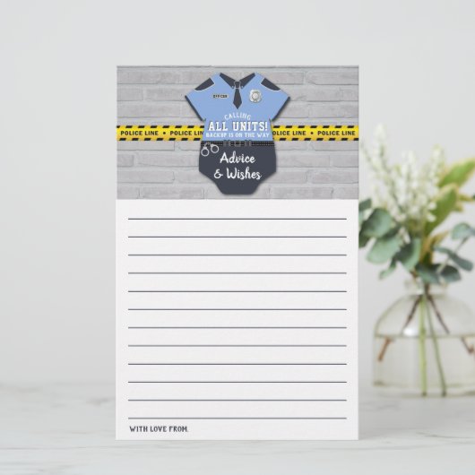 警察官赤ちゃんシャワーアドバイスカード (スタンド正面)