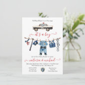 警察官赤ちゃんシャワー物干し 招待状 (スタンド正面)