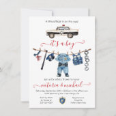 警察官赤ちゃんシャワー物干し 招待状 (正面)