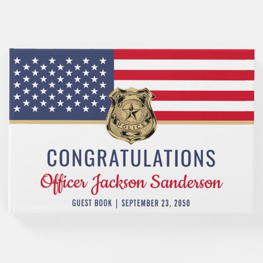 警察官軍隊退職米国旗 ゲストブック (正面)