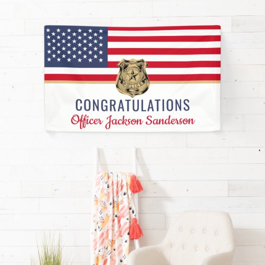 警察官軍隊退職米国旗 横断幕 (インサイチュ)