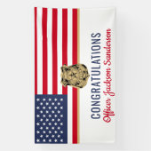 警察官軍隊退職米国旗 横断幕 (縦)