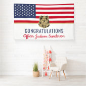 警察官軍隊退職米国旗 横断幕 (インサイチュ)