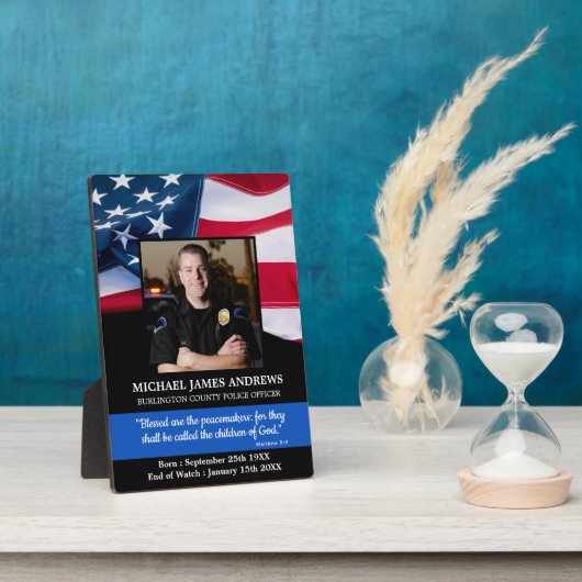 警察官追悼法執行米国旗 フォトプラーク (側面)